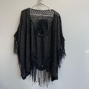 Boho Crochet Medallion Tassel Kimono w/ Fringe - One Size - NWOT